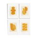 Series of 4 paintings on paper - yellow abstract compositions - signed Eawy
