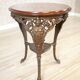Vintage Oval Coffee Table on Cast Iron Base, 1950s