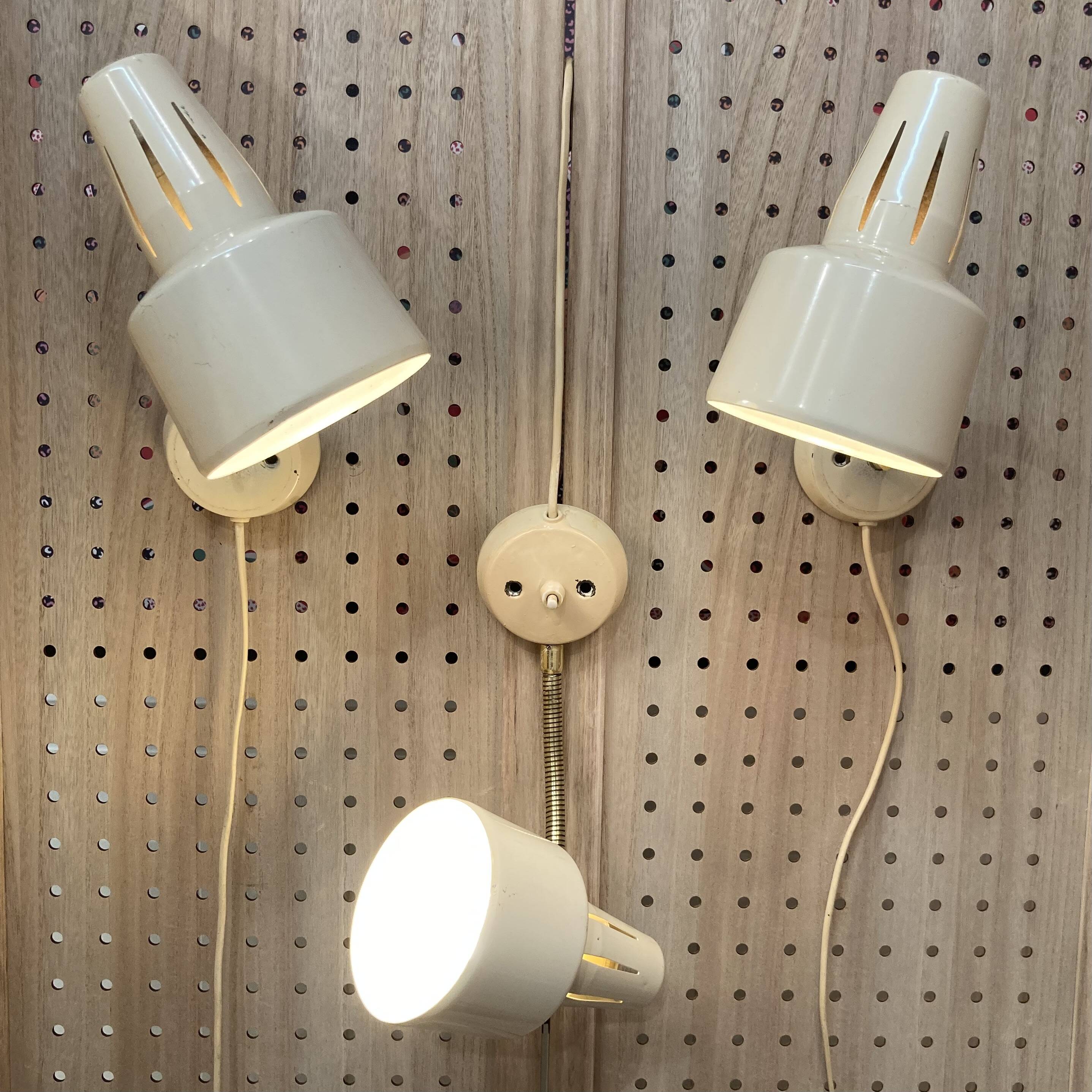 Trio of wall lights "scandinavian design" 1950.