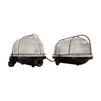 Pair of industrial ceiling lights from the 50s/60s