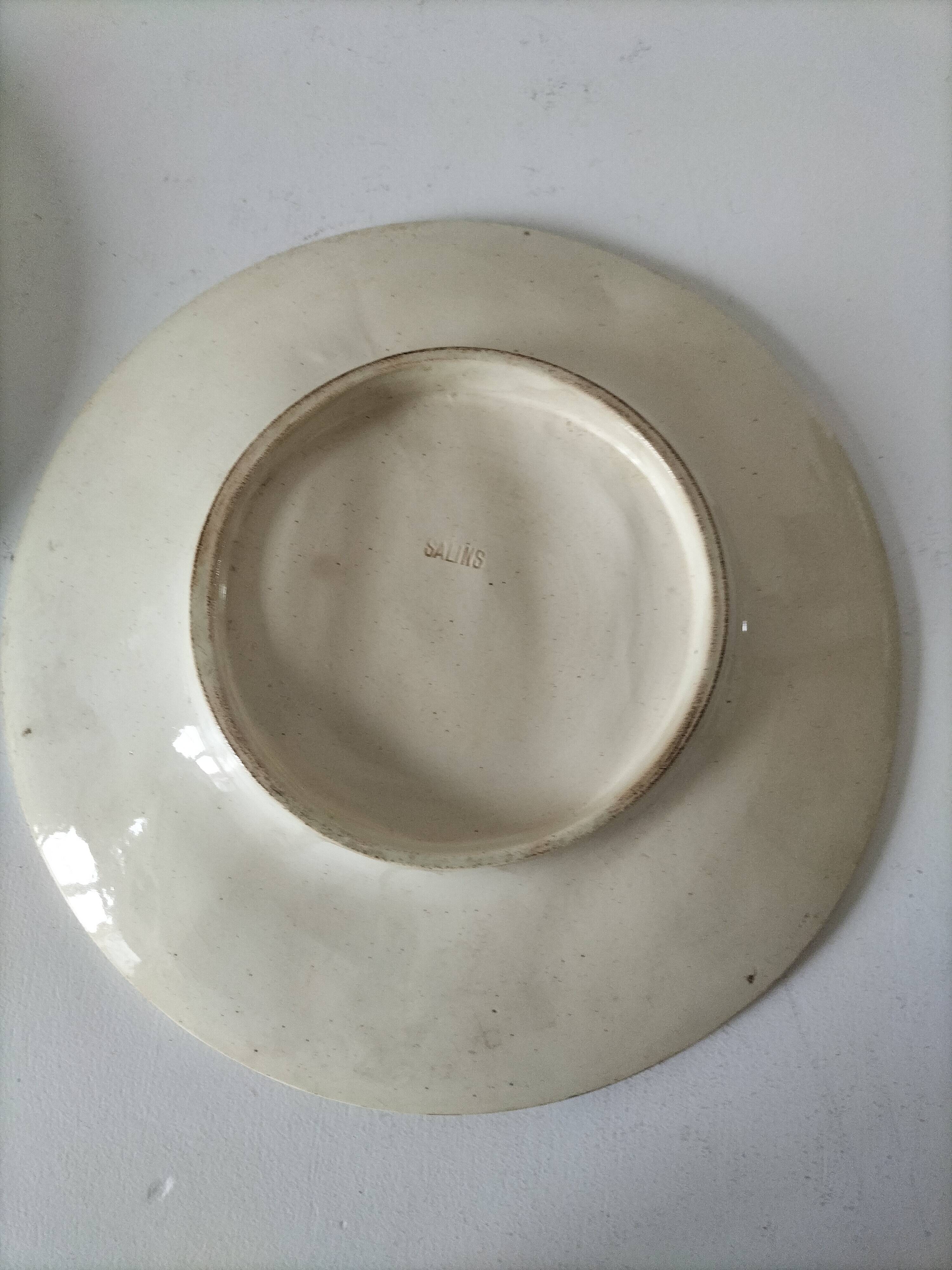 Assiettes barbotine Salins – décor asperges & artichaut