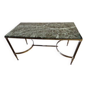 Table basse en laiton - dessus marbre