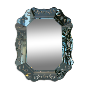 miroir de style vénitien à facettes d'époque - 97x77cm