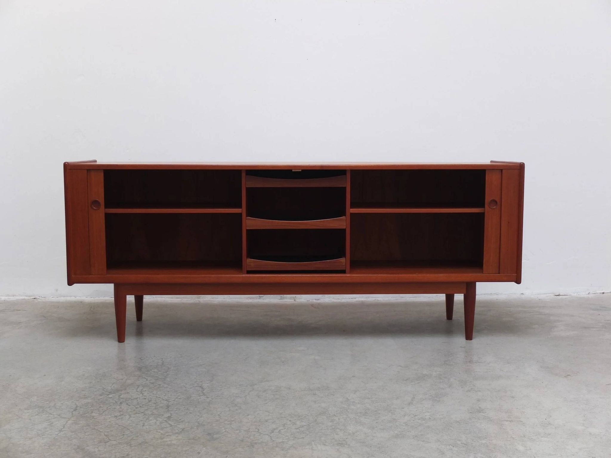 Danish teak sideboard with tambour doors, 1960s