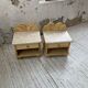 Pair of travertine bedside and rattan palm tree "vivai del sud"