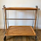Scandinavian service in beech wood metal and metal upright in 60s