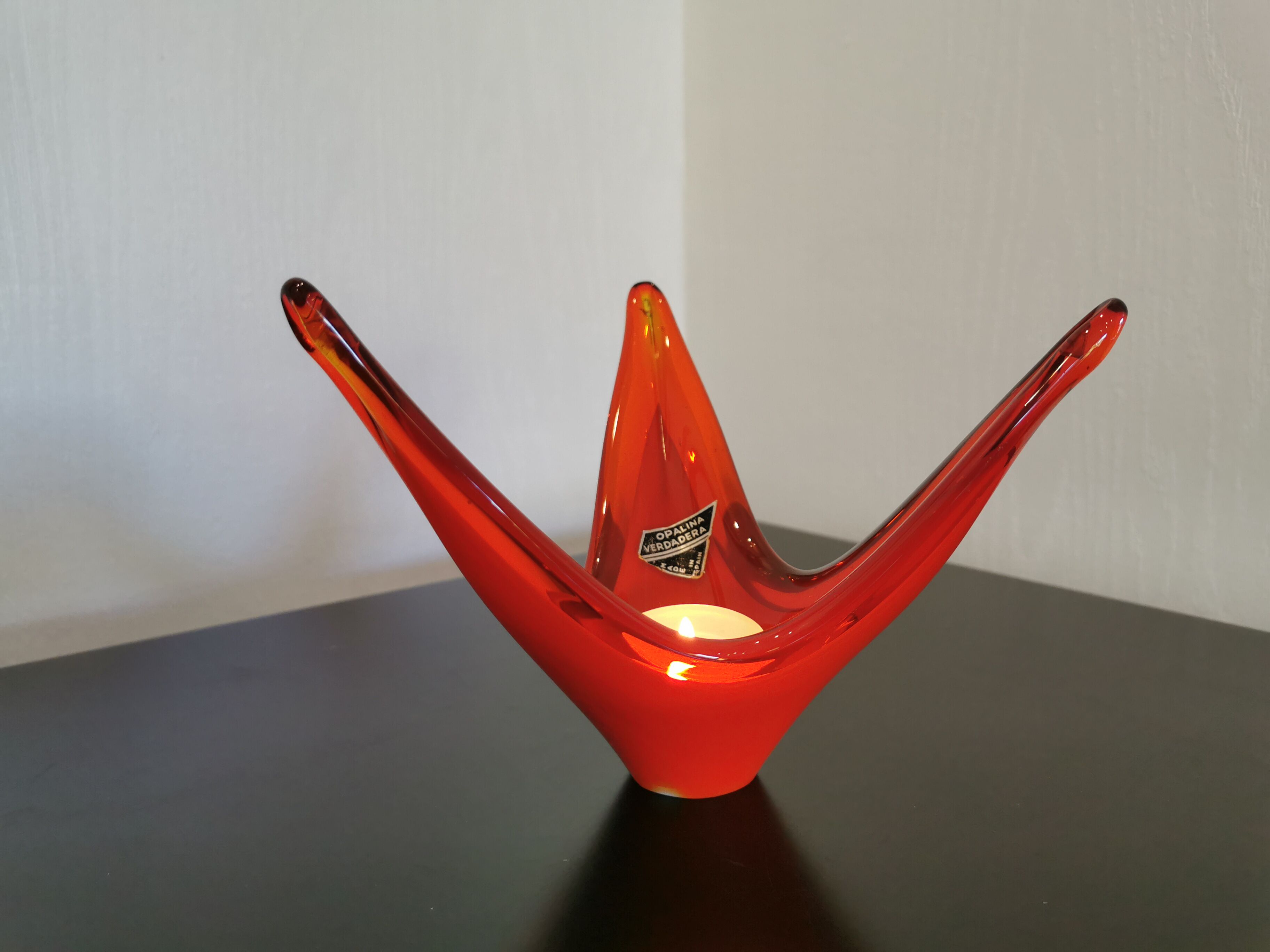 Spanish opaline red glass cup