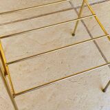 Vintage side table, 2 wooden and brass shelves, circa 1960s