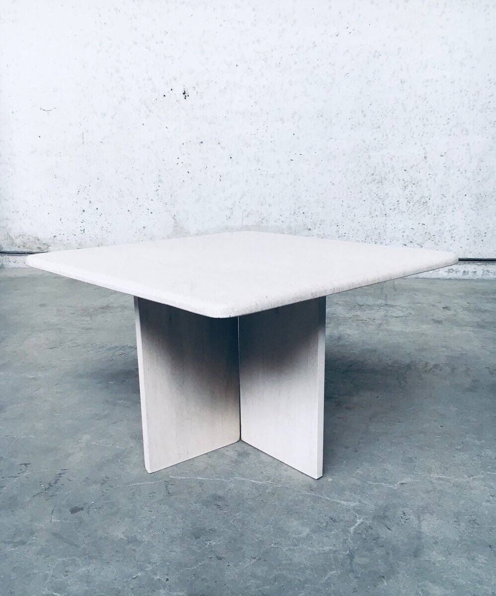 Vintage Italian Postmodern Square Granite Stone Side Table, 1970s