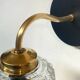 Old swan neck wall light in brass and thick glass tulip LAMP-7101