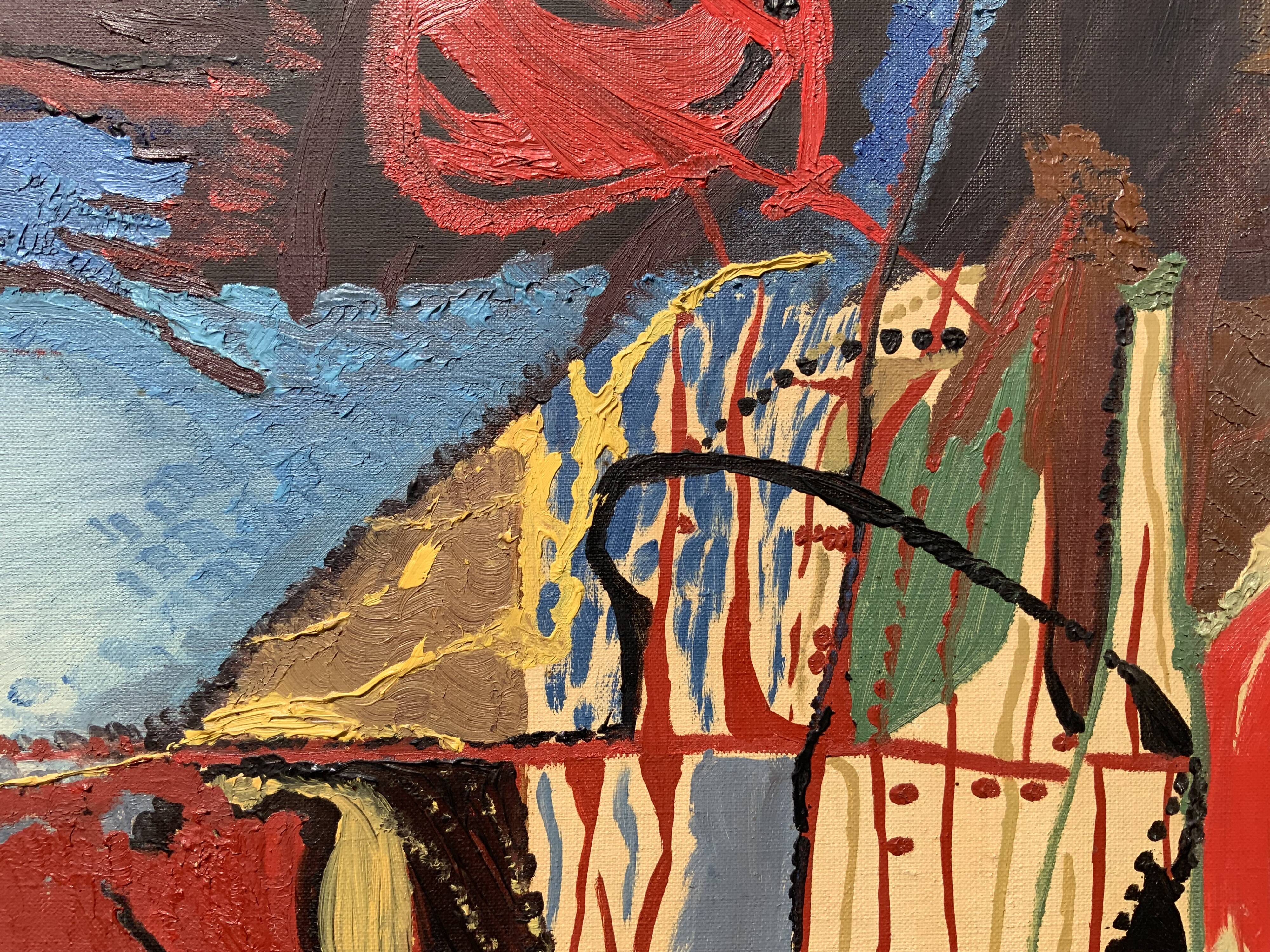 Peintures à l'huile vintage abstraites sur toile "Simfoni", signées par Henny, 1967