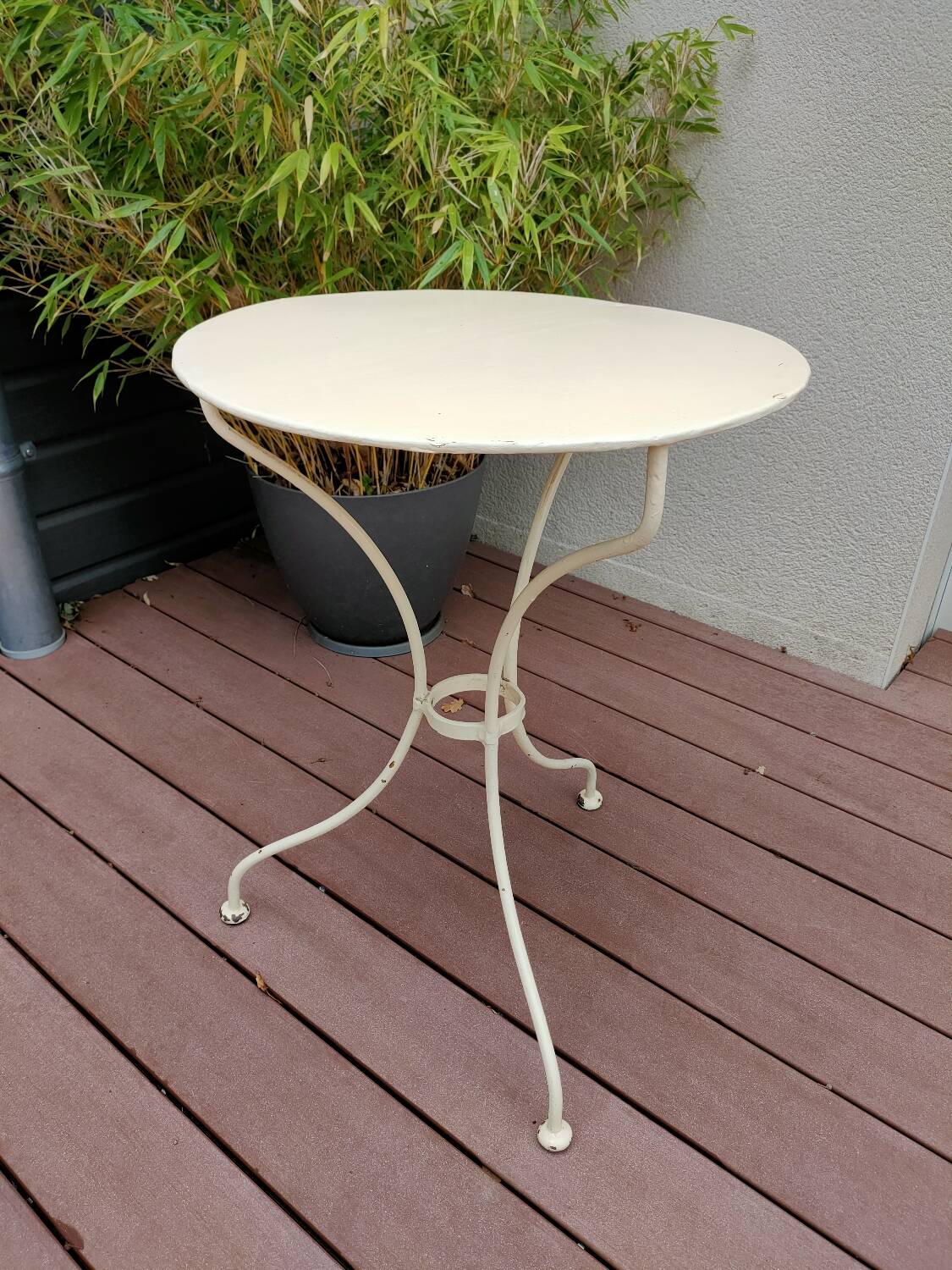Old white iron garden table