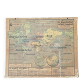 ancienne carte scolaire vidal-lablache 22, 1914 planisphère colonies
