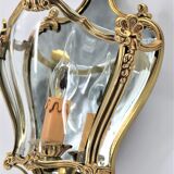 Pair of Louis XV style appliques in solid bronze & curved glass
