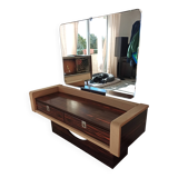 Ebony veneer dressing table with mirror, 1970s