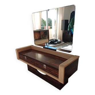Ebony veneer dressing table with mirror, 1970s
