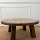 Round coffee table in ceramic and wood in the style of Roger Capron.