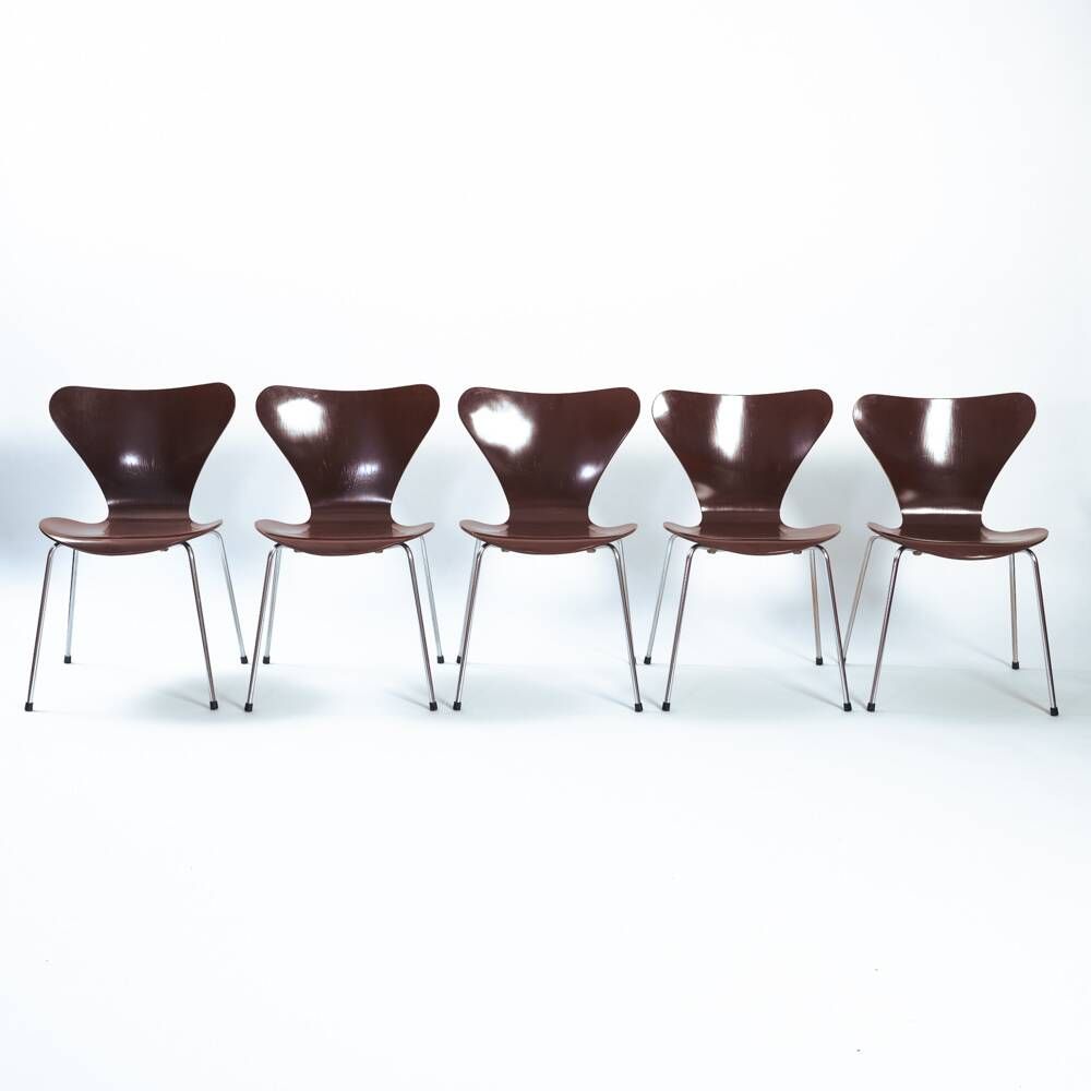 Chaises Butterfly 3107 7 arne Jacobsen par Fritz Hansen, 1960s, Set de 5