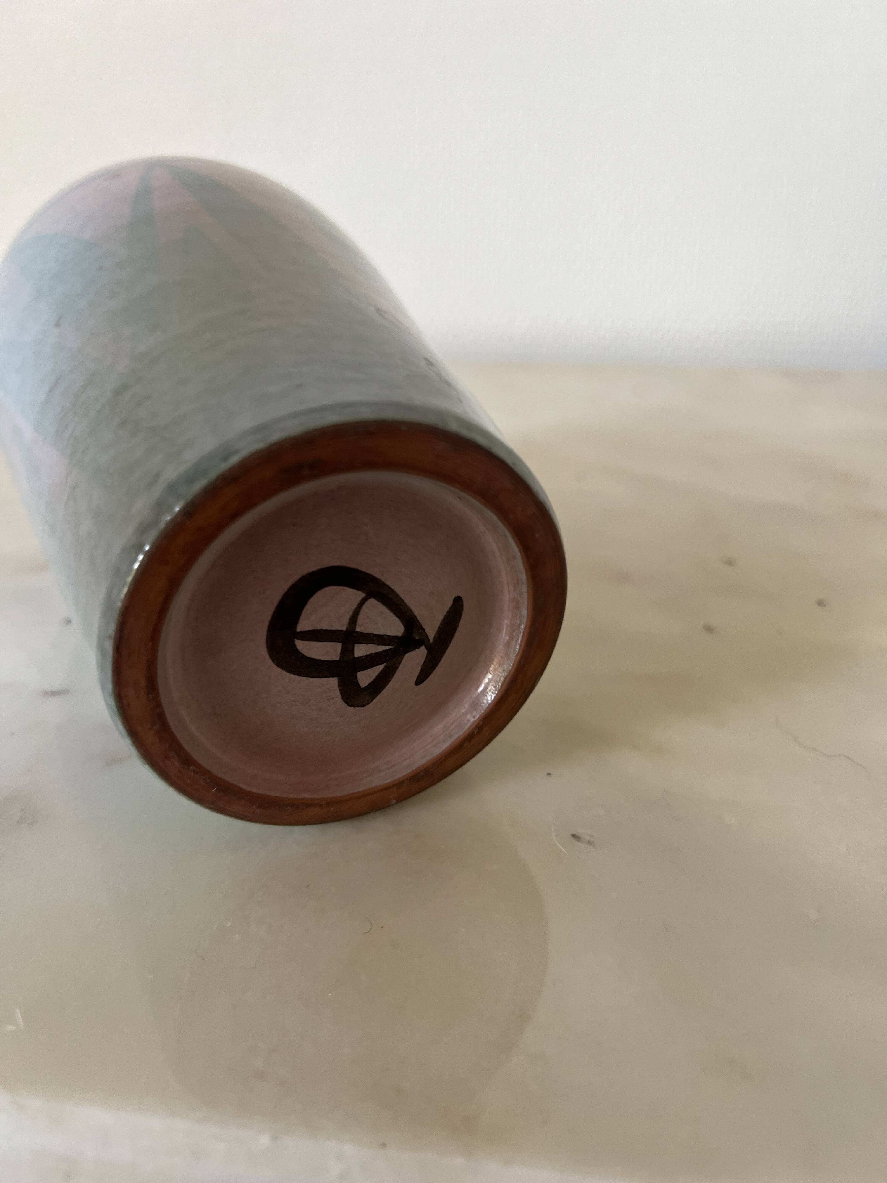 Sky blue and gray ceramic vase