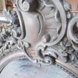 Napoleon iii period oval medal mirror, louis xv style, beveled glass