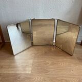 Large triptych barber mirror circa 1950, to stand or hang