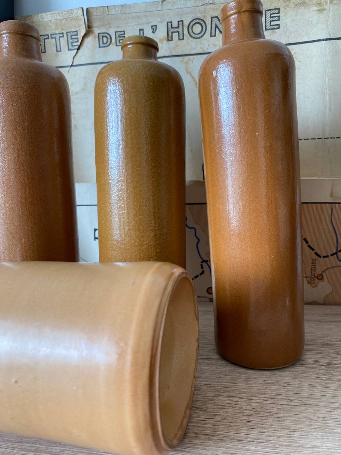 Set of 4 stoneware bottles