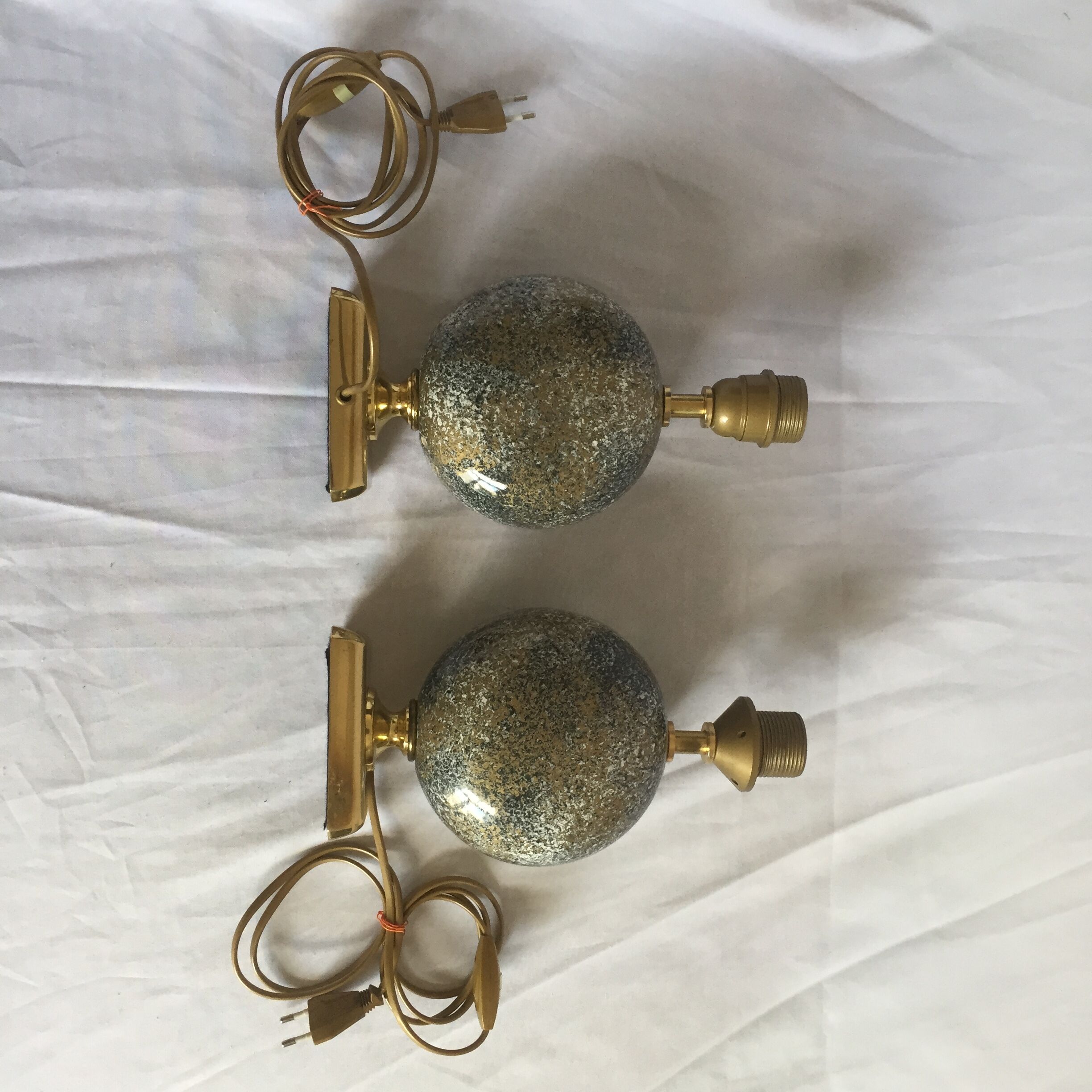 Pair of French 70s lamps Philippe Barbier style