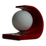 Lampe « orbe » de l'ère spatiale dans un boîtier en stratifié rouge, Italie, années 1960
