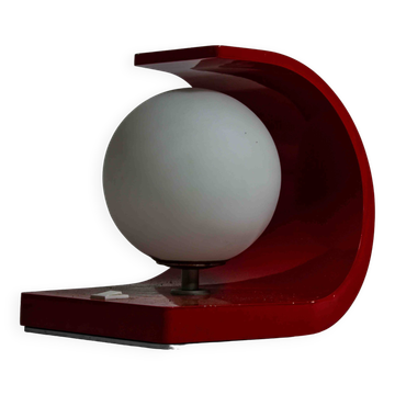 Space age "orb" lamp in red laminate casing, Italy 1960s