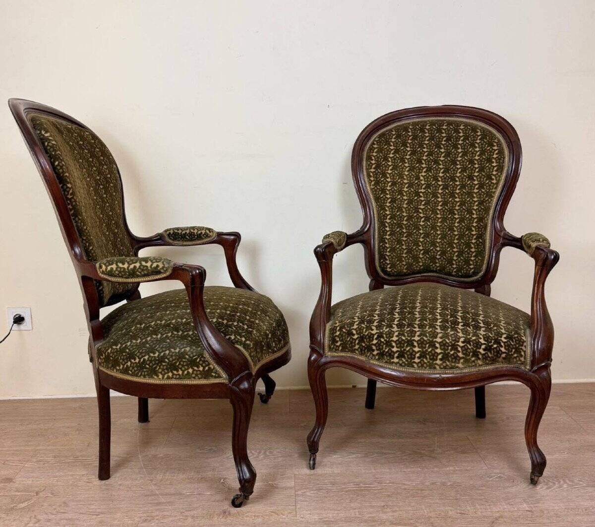 Paire de fauteuils style Louis XV en acajou époque XIXeme