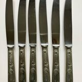 6 couteaux anciens, métal argenté