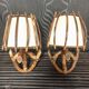 Pair of wall sconces in rattan