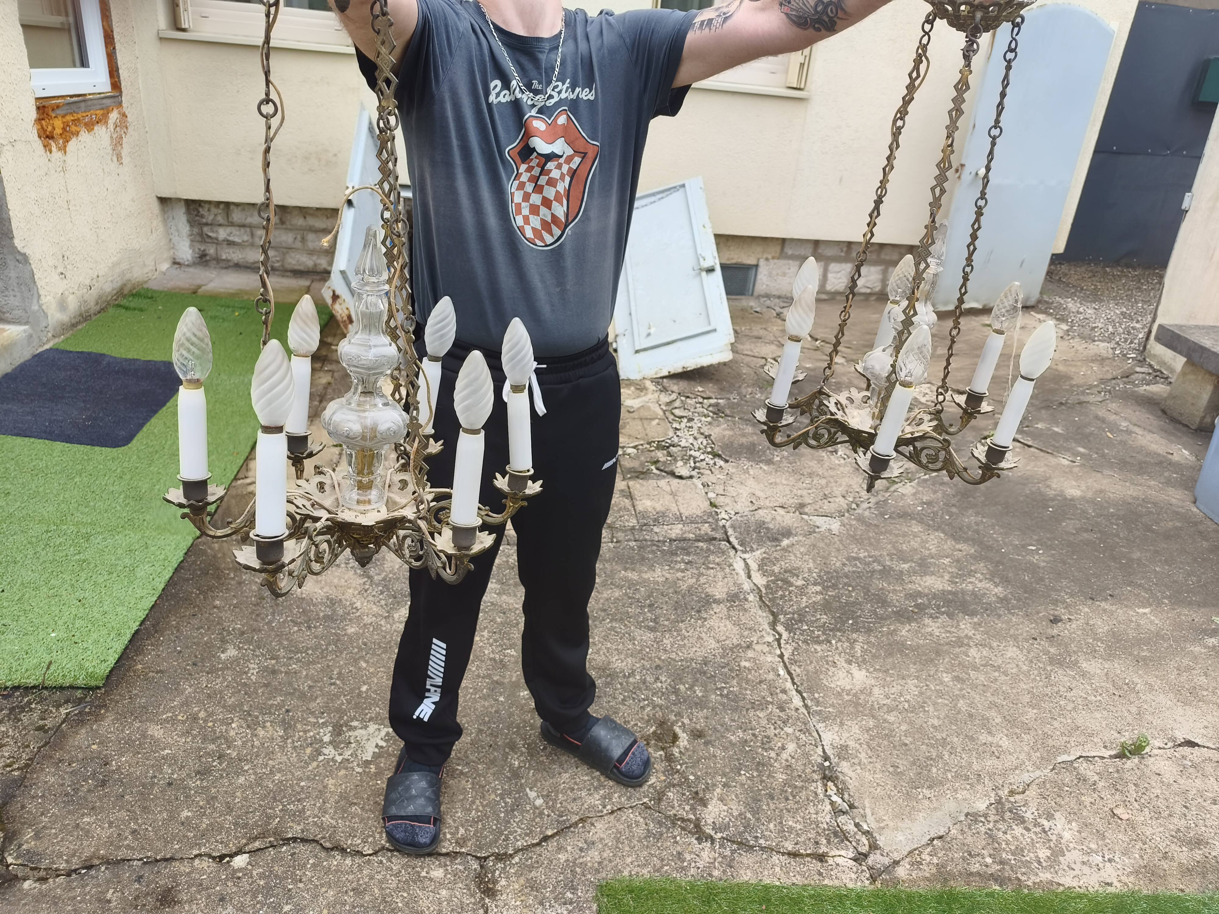Pair of antique church chandeliers
