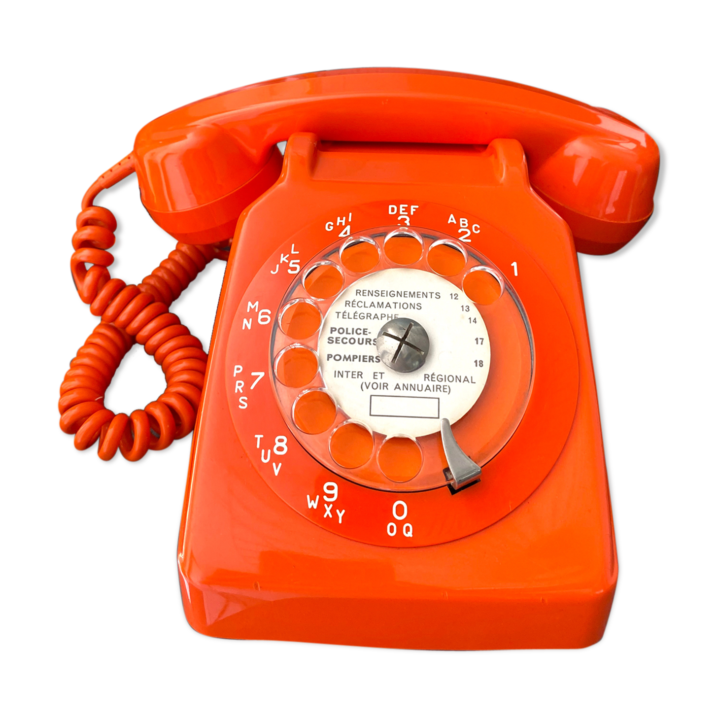 Orange vintage dial phone