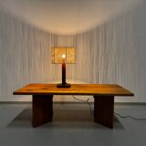 Vintage Pine & Teak Table Lamp with new Shade, 70s.