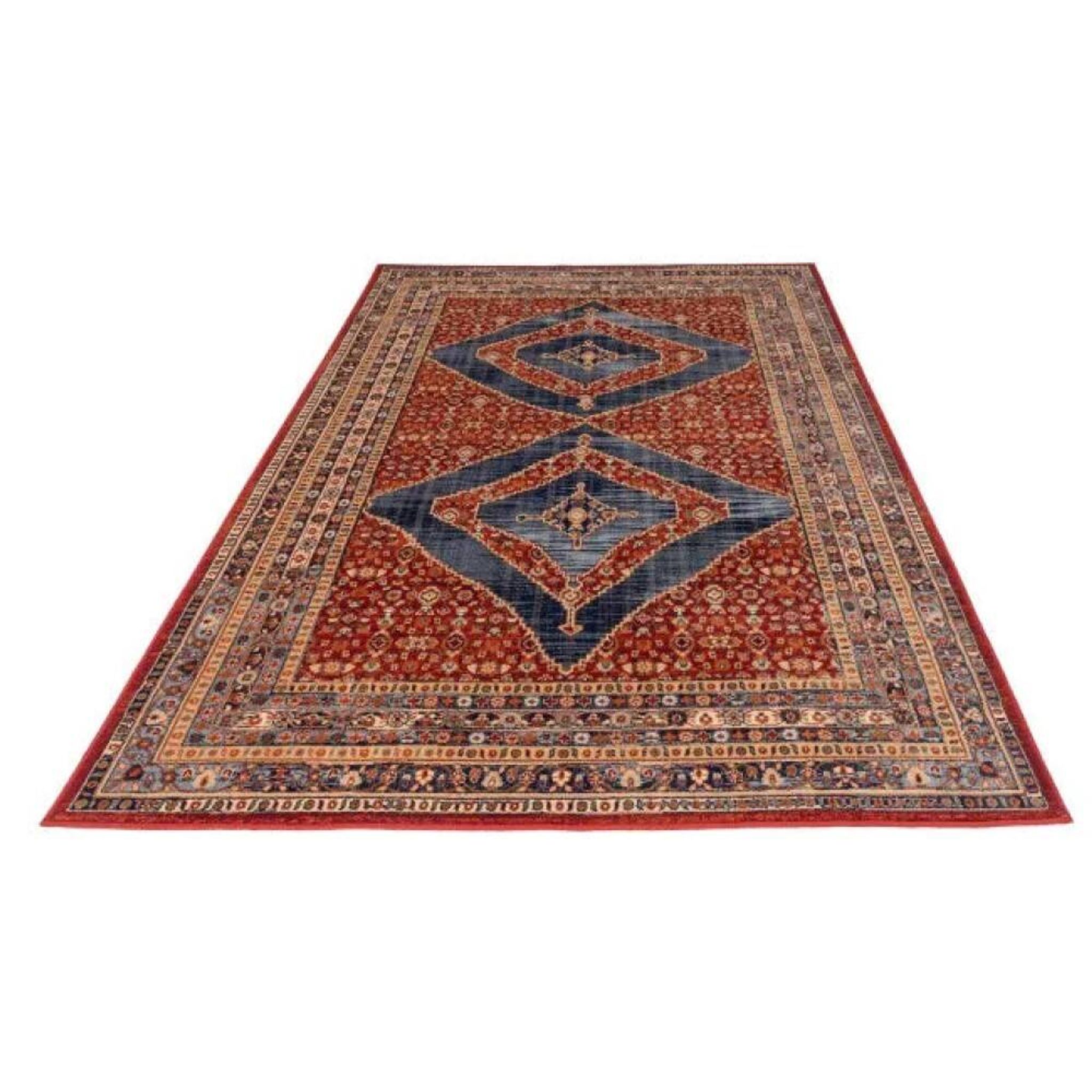 Red diamond-patterned oriental rug
