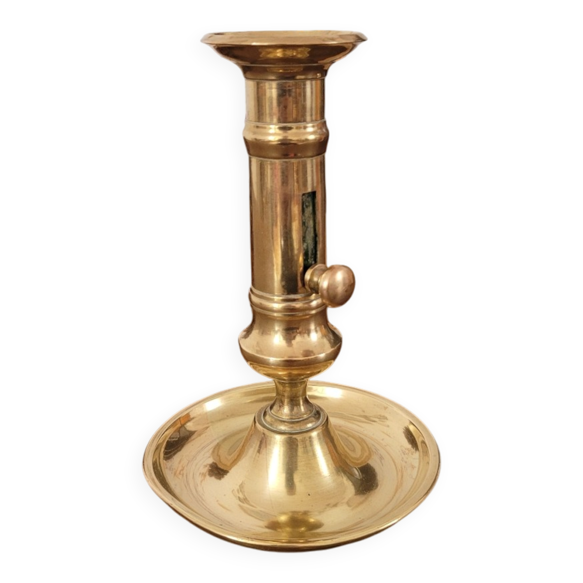 Push candle holder with hollow dish