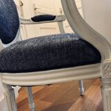 Médaillon Bleu Chiné Blanc  Epoque XIXe Restauré Traditionnellement