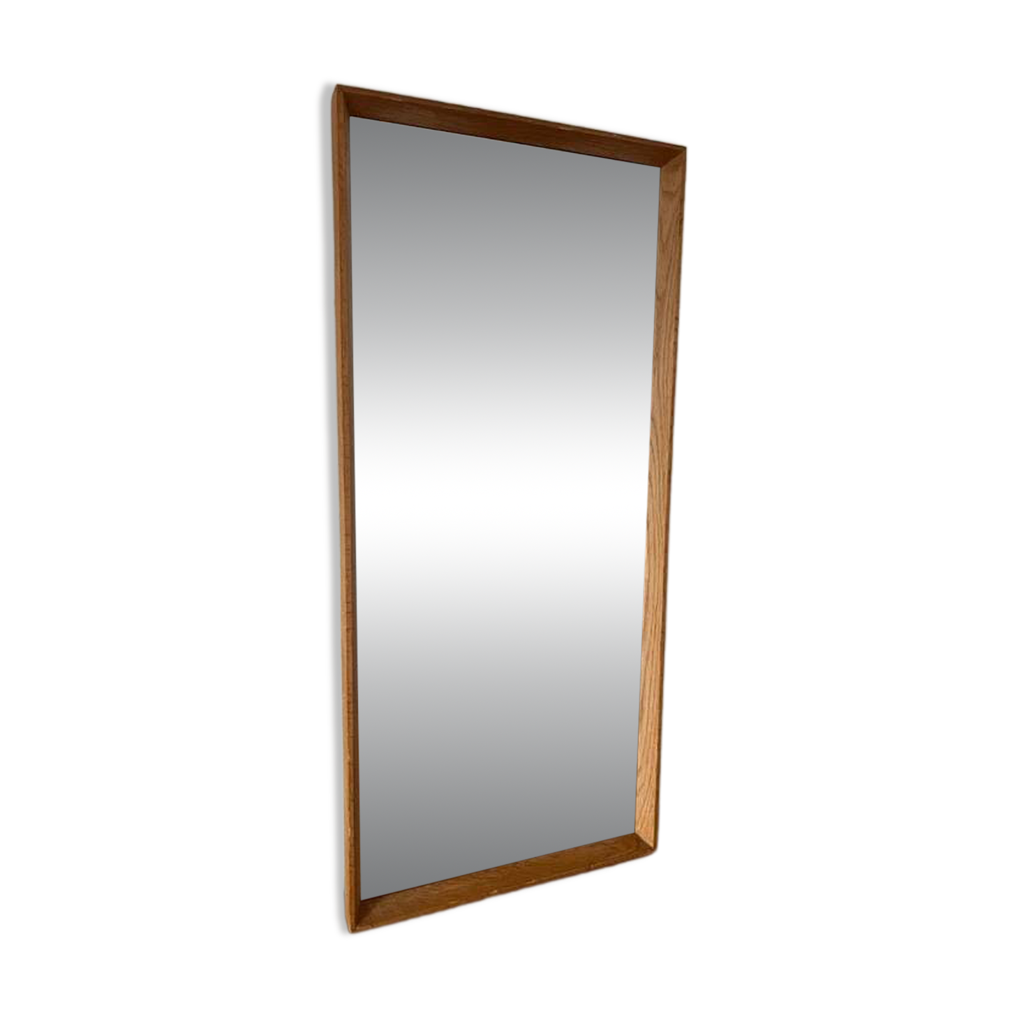 Vintage Danish oak mirror with bevelled edges.