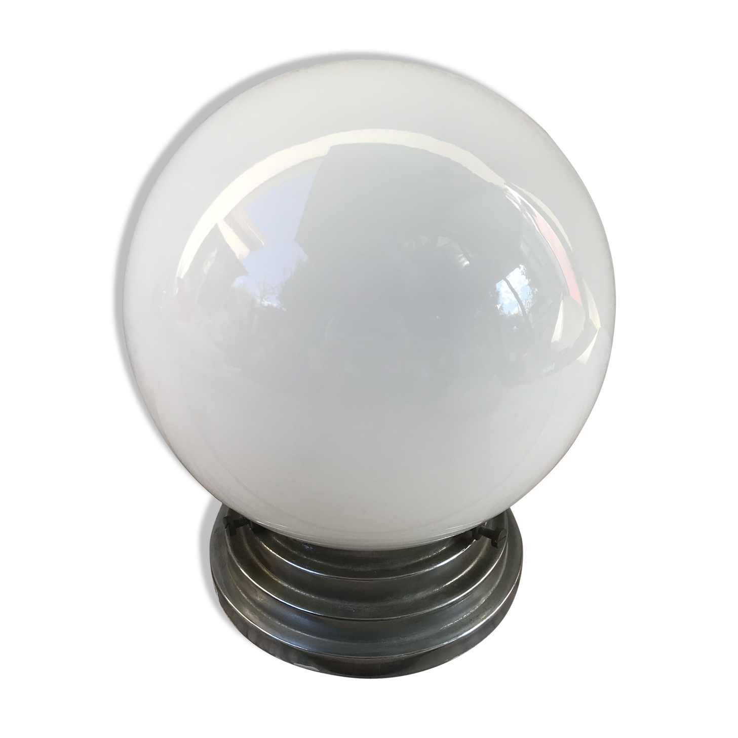 White opaline glass ball ceiling light