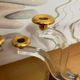 Chandelier with 3 branches in lucite (plexiglass) and gilded brass – Hol style