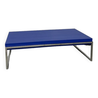 Vintage modernist coffee table, Klein blue color