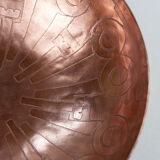 1930s Rare copper bowl with etched motif