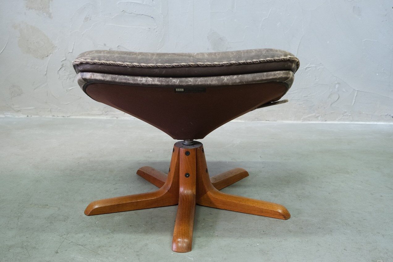 Mid-Century Danish Teak & Leather Ottoman from Berg Furniture, 1970
