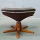 Mid-Century Danish Teak & Leather Ottoman from Berg Furniture, 1970