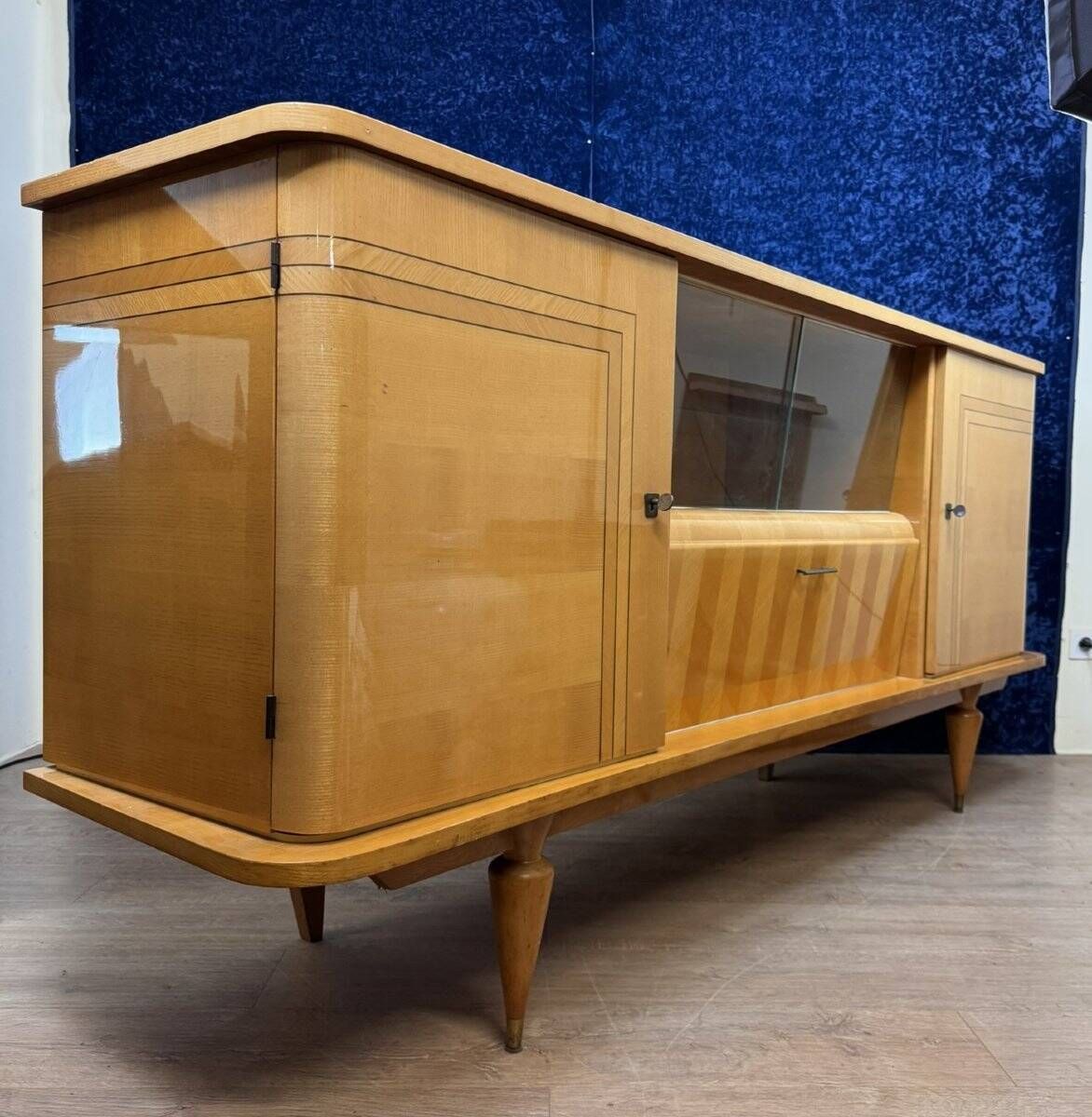 Enfilade A Secret Cache Art Deco In Sycamore And Marquetry Circa 1950