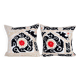 Set of 2 vintage embroidered cushion covers 53x53 cm