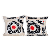 Lot de 2 housses de coussin brodées vintage 53x53 cm