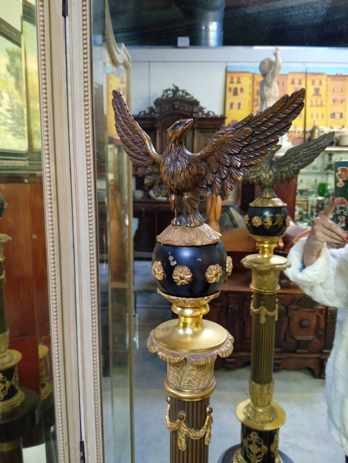 colonne en acajou et bronze doré, surmontée d’un aigle – époque Empire