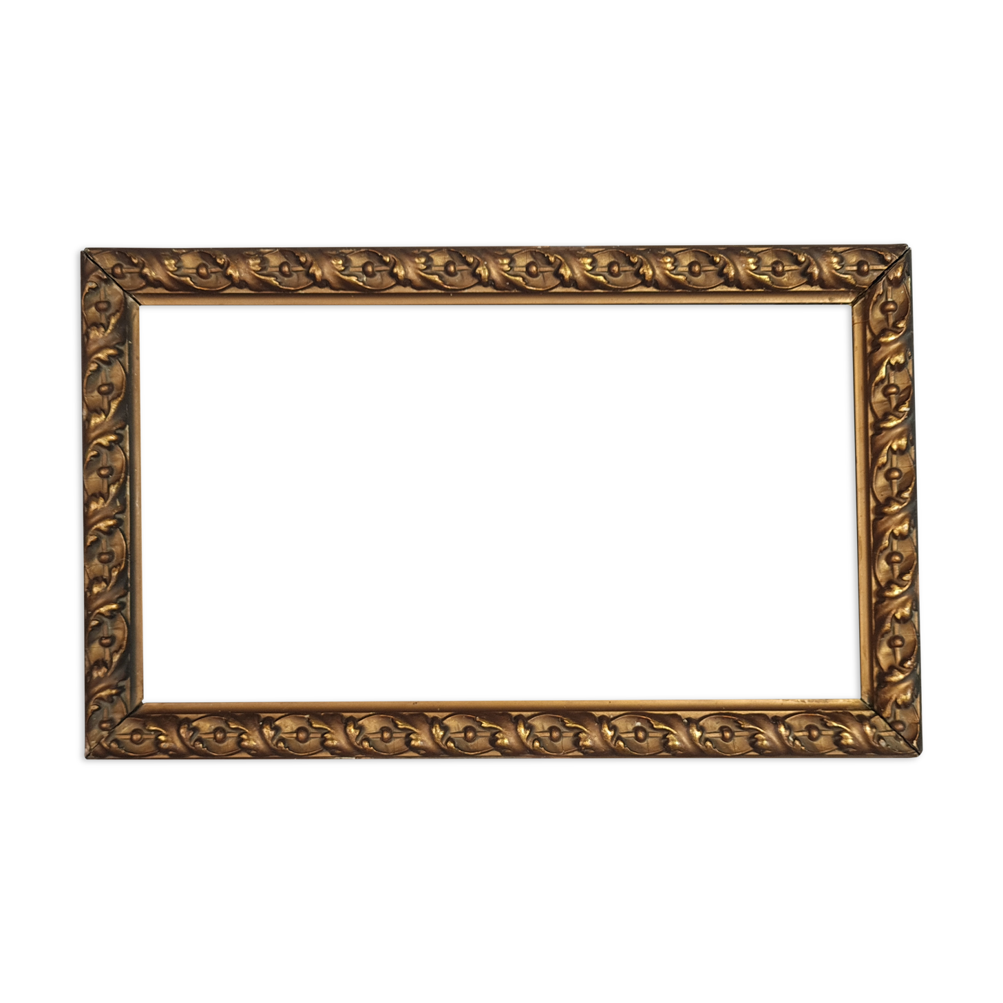 Old frame wood stucco gilded, original 36x22 cm, foliage 32x18 cm